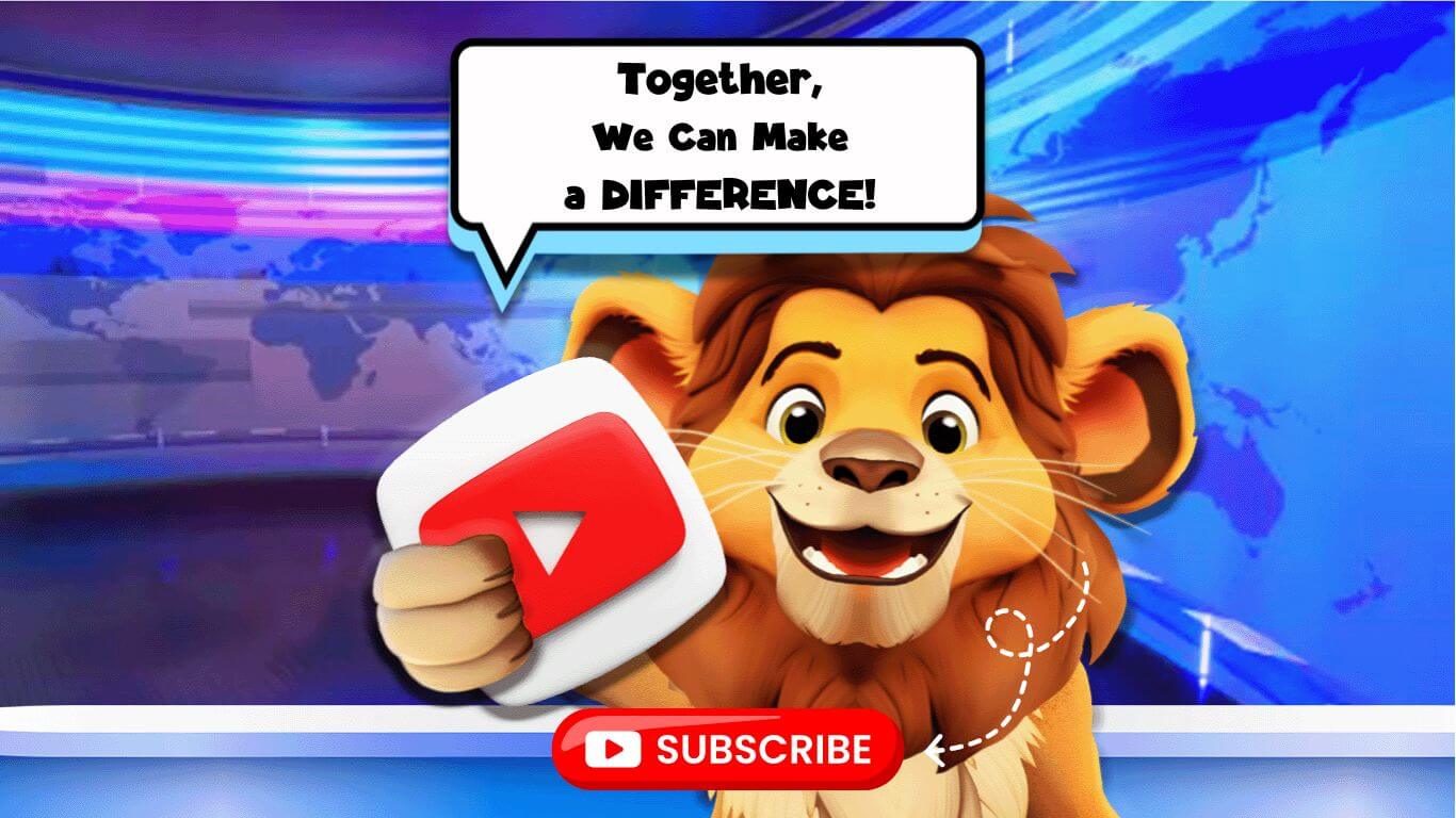 Together We Can Make a Difference text on an inspirational background where Jonesy the Lion is holding a YouTube playbutton.